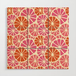 Pink Grapefruit Slices Pattern Wood Wall Art