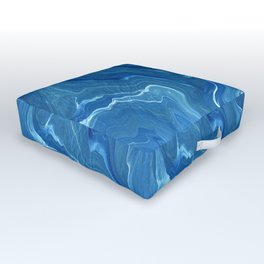 Blue Marble Abstraction Outdoor Floor Cushion