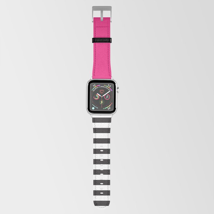 Hot Pink Magenta and Black and White Stripe Apple Watch Band