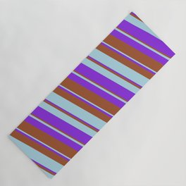 [ Thumbnail: Sienna, Light Blue & Purple Colored Lines/Stripes Pattern Yoga Mat ]