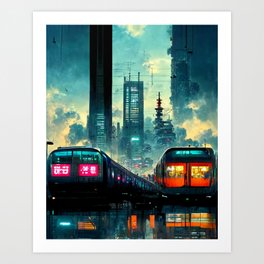 Futuristic Tokyo, entry in station Art Print