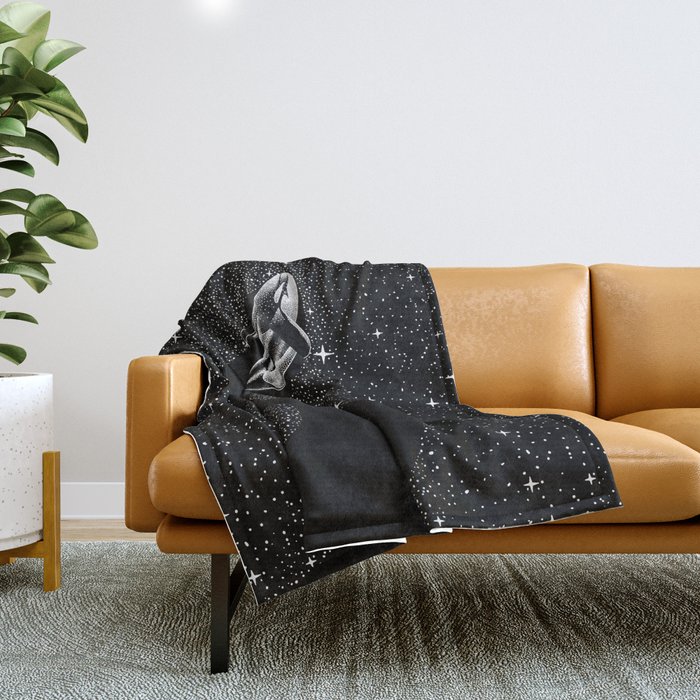 Starry Orca (Black Version) Throw Blanket