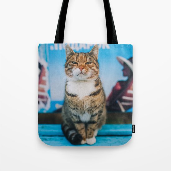 Suspicious cat Tote Bag