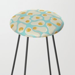 Fried Eggs on blue background Counter Stool