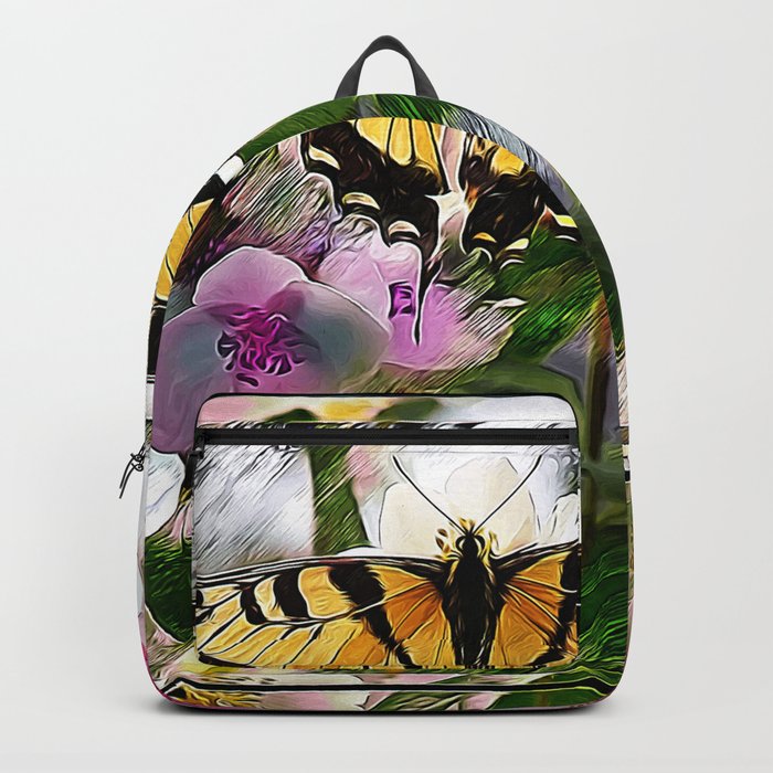 Butterfly Pastel Flower Garden Illustration Backpack