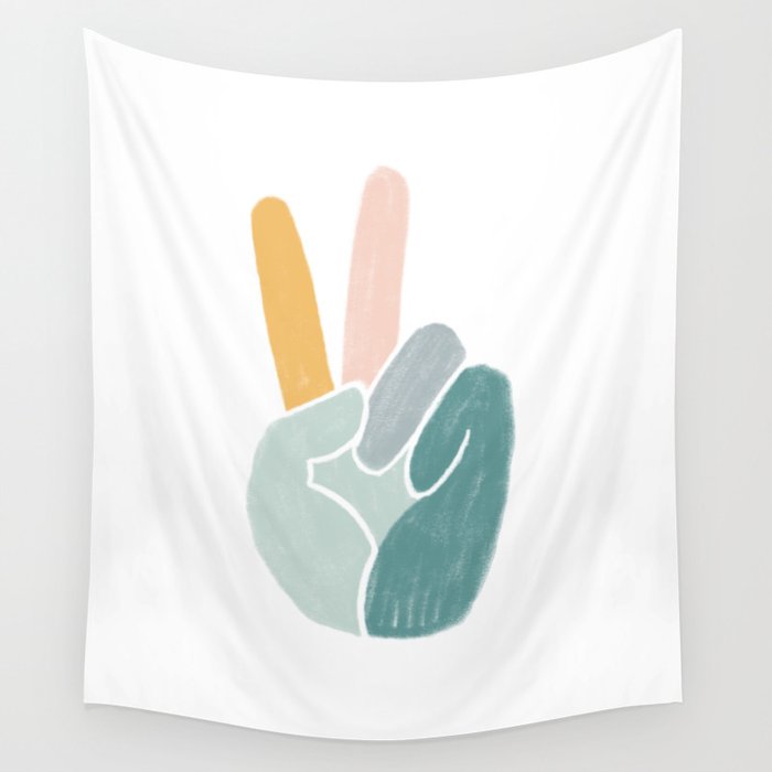 Peace sign pastel Wall Tapestry