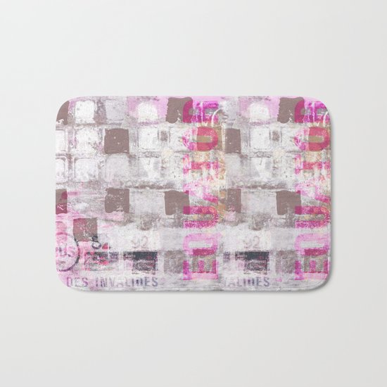 Abstract grunge Squares pating with typography Bath Mat