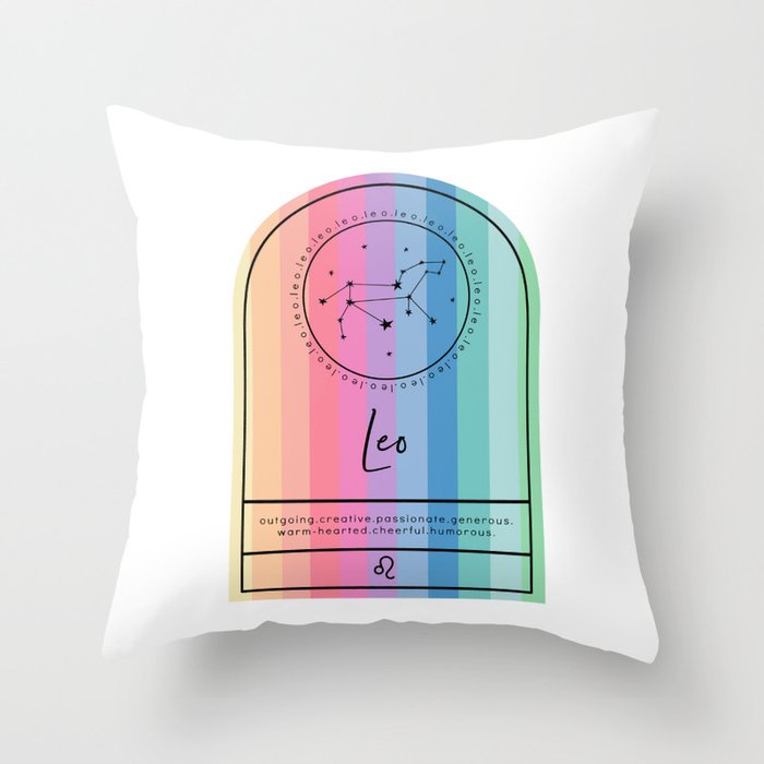 Leo Zodiac | Rainbow Stripe Throw Pillow