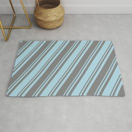 [ Thumbnail: Light Blue and Grey Colored Lined/Striped Pattern Rug ]