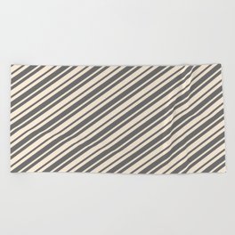 [ Thumbnail: Beige and Dim Gray Colored Lines/Stripes Pattern Beach Towel ]