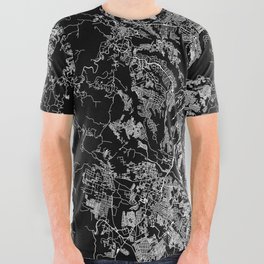 Guatemala City Black Map All Over Graphic Tee