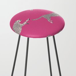 Leaping Cheetahs  Magenta Counter Stool