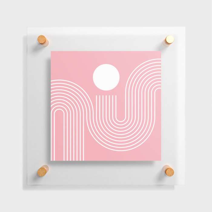 Geometric Lines in Sun Rainbow 5 (Blush Rose) Floating Acrylic Print