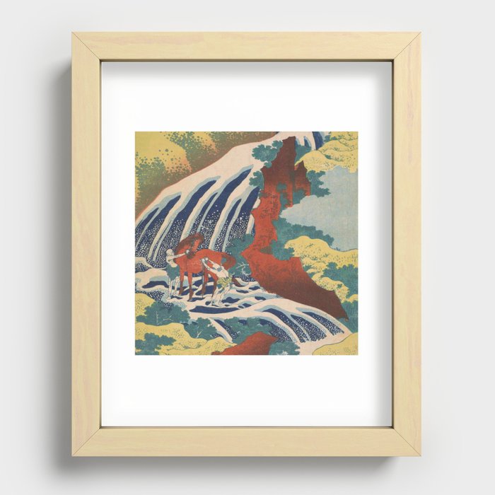 Hokusai,Yoshitsune Falls Recessed Framed Print
