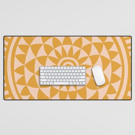 Geometric Yellow Sun  Desk Mat