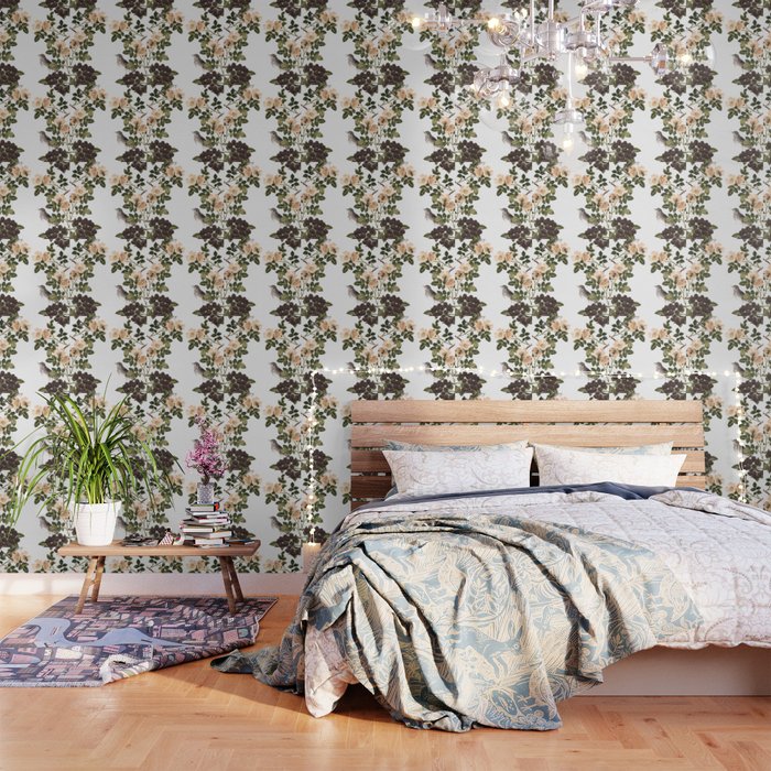 Blackberry Spring Garden Birds And Bees Cream Flowers Wallpaper