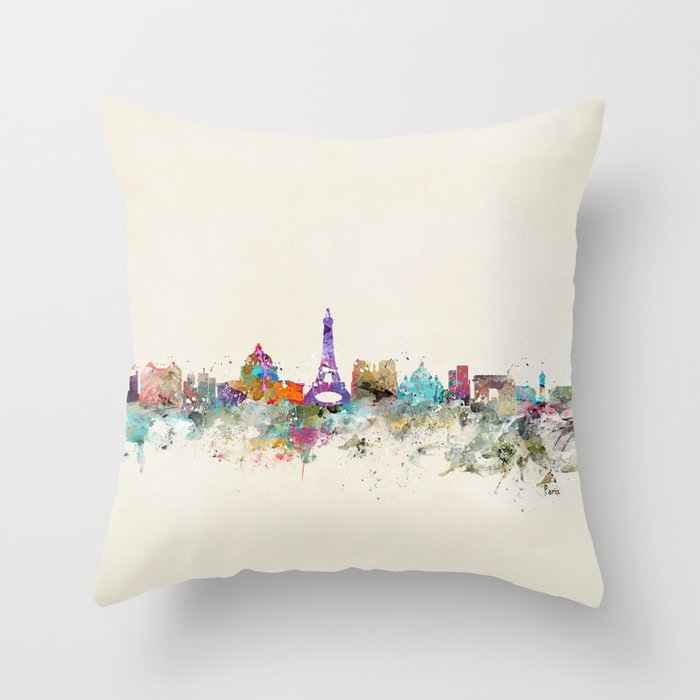 Paris city skyline  Throw Pillow