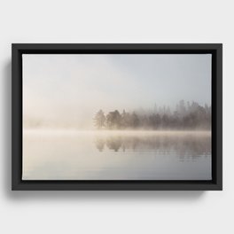 Misty Morning By The Lake Framed Canvas