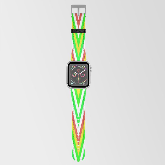 Chevron Design In Green Yellow Red Zigzags Apple Watch Band
