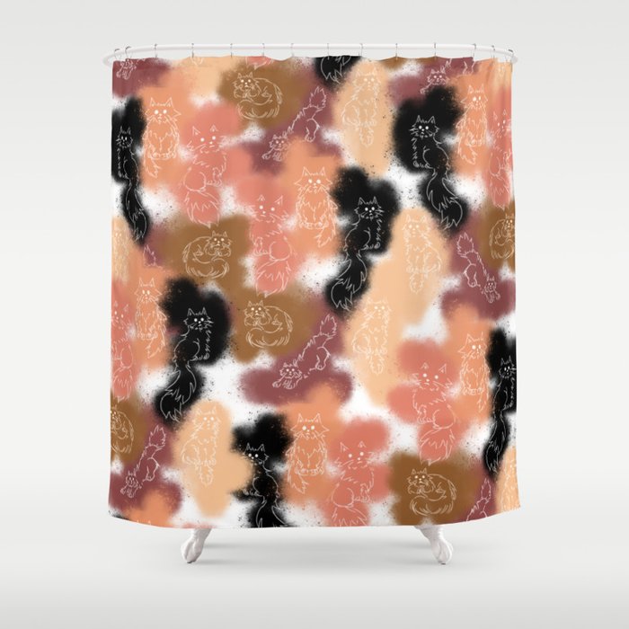 Spray Paint Cats Pattern Shower Curtain