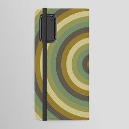 Gray, burly wood, dark olive green, dark khaki, dark golden rod concentric circles Android Wallet Case