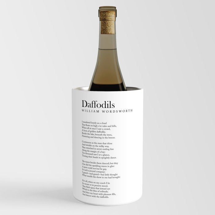 Daffodils - William Wordsworth Poem - Literature - Typography Print 1 Wine Chiller