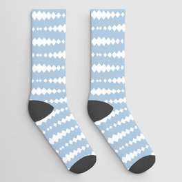 Pale Blue and White Geometric Horizontal Striped Pattern Socks