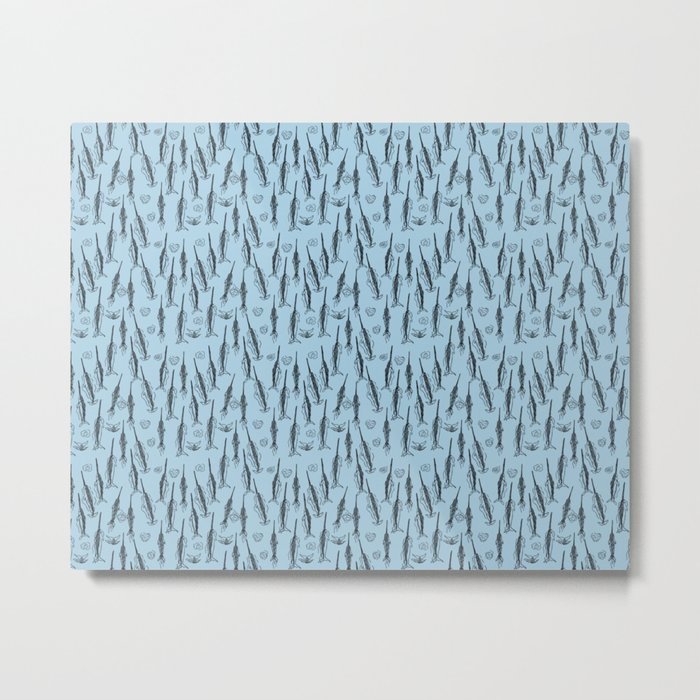 Arctic Narwhal Pattern (light blue) Metal Print