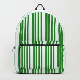 [ Thumbnail: Forest Green & Mint Cream Colored Pattern of Stripes Backpack ]
