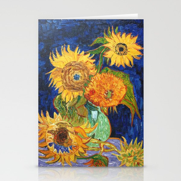 Van Gogh, Five Sunflowers 1888 Artwork Reproduction, Posters, Tshirts, Prints, Bags, Men, Women, Kid Stationery Cards