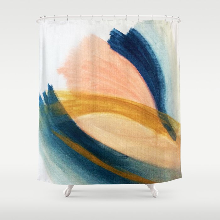 Slow as the Mississippi - Acrylic abstract with pink, blue, and brown Shower Curtain