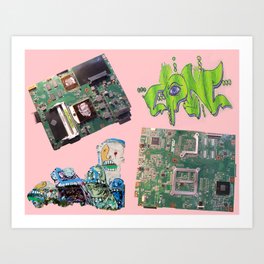 Digital graffiti circuit  Art Print