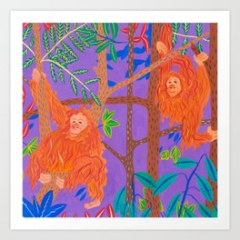 Orangutans in the Jungle Treetops Art Print