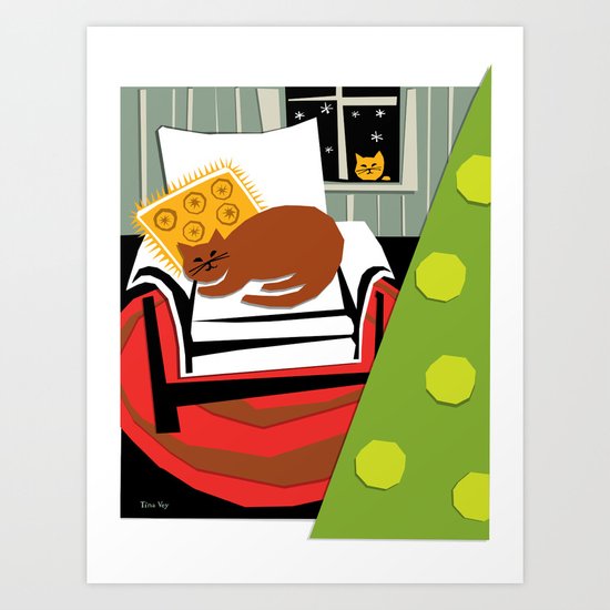 Christmas cat Art Print