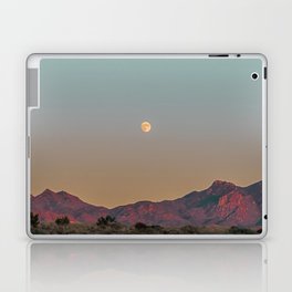 Sunset Moon Ridge // Grainy Red Mountain Range Desert Landscape Photography Yellow Fullmoon Blue Sky Laptop Skin