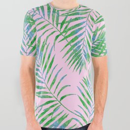 Fern Leaves Pink All Over Graphic Tee