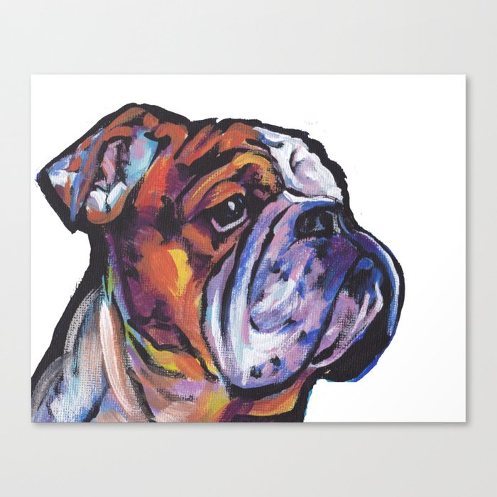 Fun English Bulldog Dog Portrait Bright Colorful Pop Art Painting