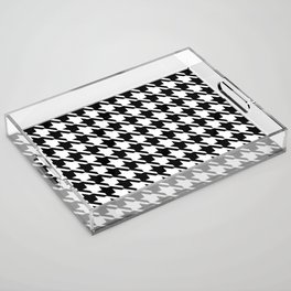 PreppyPatterns™ - Cosmopolitan Houndstooth - black and white Acrylic Tray