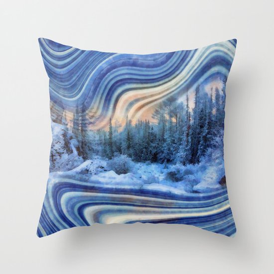Surreal winter forest Throw Pillow
