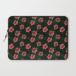 Scarlet hibiscus flowers on a green background Laptop Sleeve