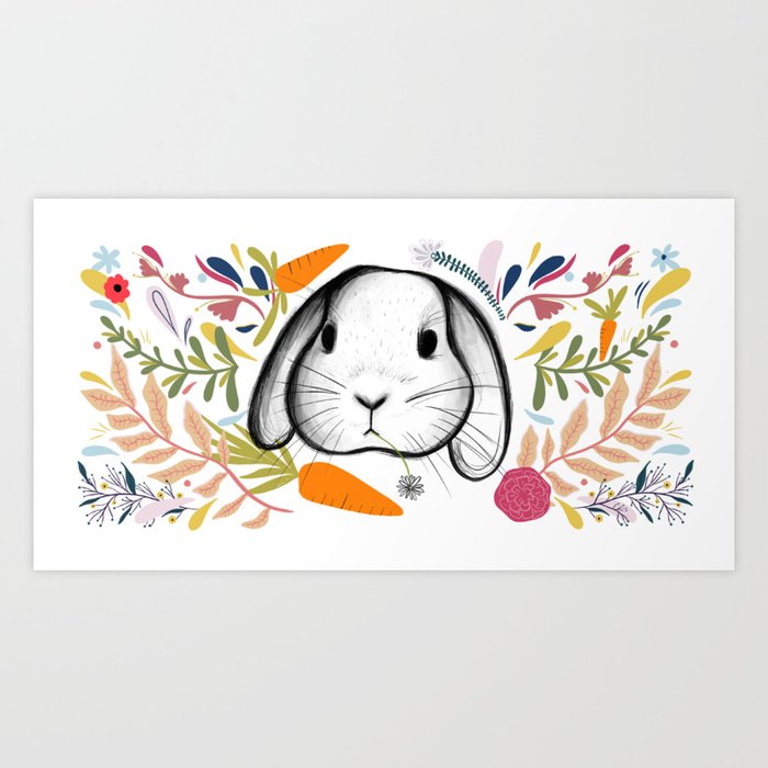 Bunny in Flowers Art Print