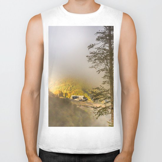 Mountains in the mist Biker Tank