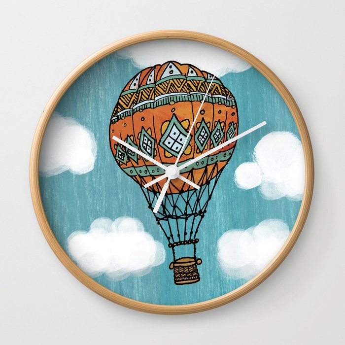 Hot Air Ballon in the Sky Wall Clock