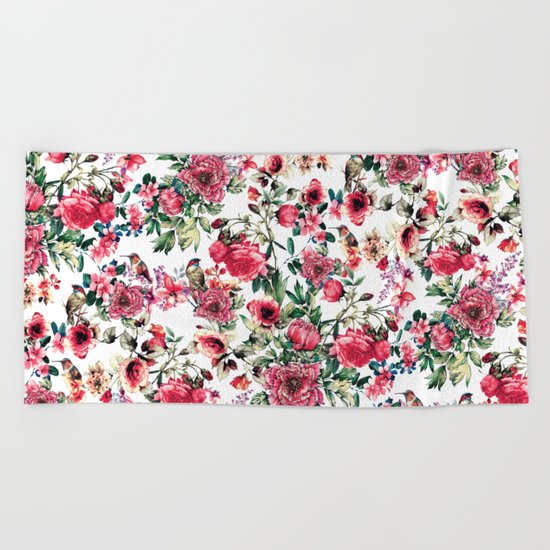 Flowers & Birds III Beach Towel