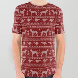Ugly Christmas sweater | Greyhound / Whippet / Italian greyhound red All Over Graphic Tee