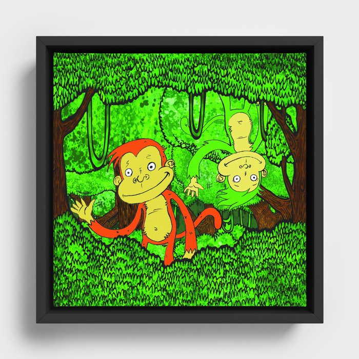 Cam & Button's Jungle Adventure Framed Canvas