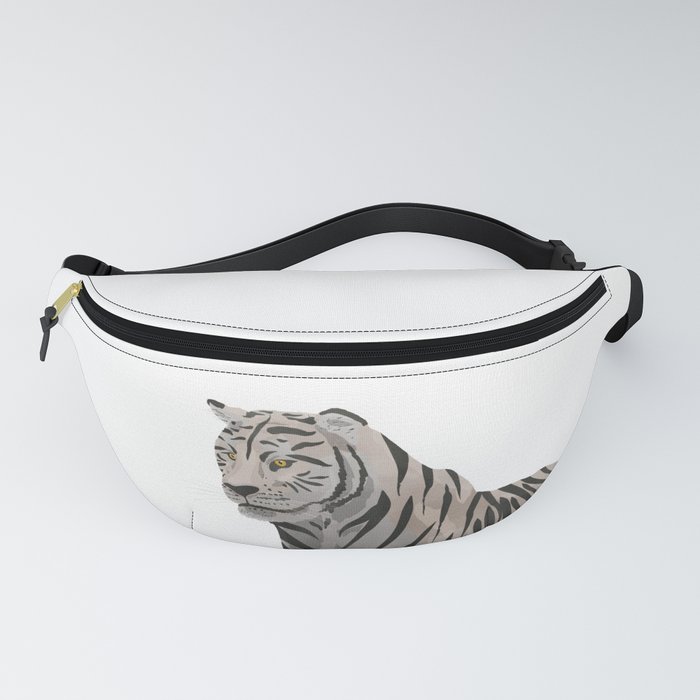 digital painting of a white tiger standing watching Fanny Pack
