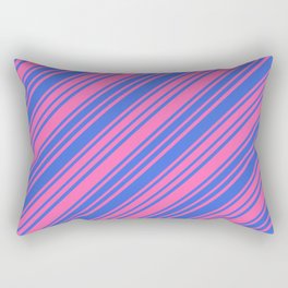 [ Thumbnail: Hot Pink and Royal Blue Colored Lines/Stripes Pattern Rectangular Pillow ]
