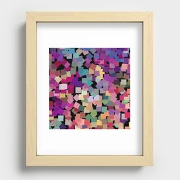 Squares Confetti Rainbow Mosaic On Black Recessed Framed Print