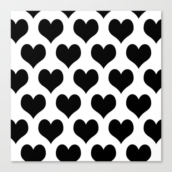 White Black Heart Minimalist Canvas Print